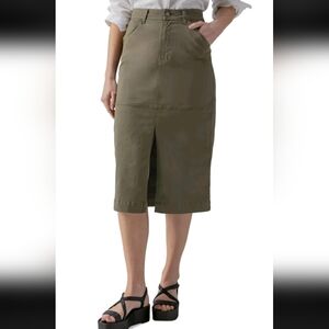 Sanctuary Triple Threat Utility Front Slit Midi Skirt Siz 30/L Olive Green Cargo